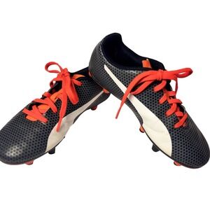 Puma Kids Soccer Cleats Black Grey Orange Honeycomb FG‎ Studs 104652-02 Size 2